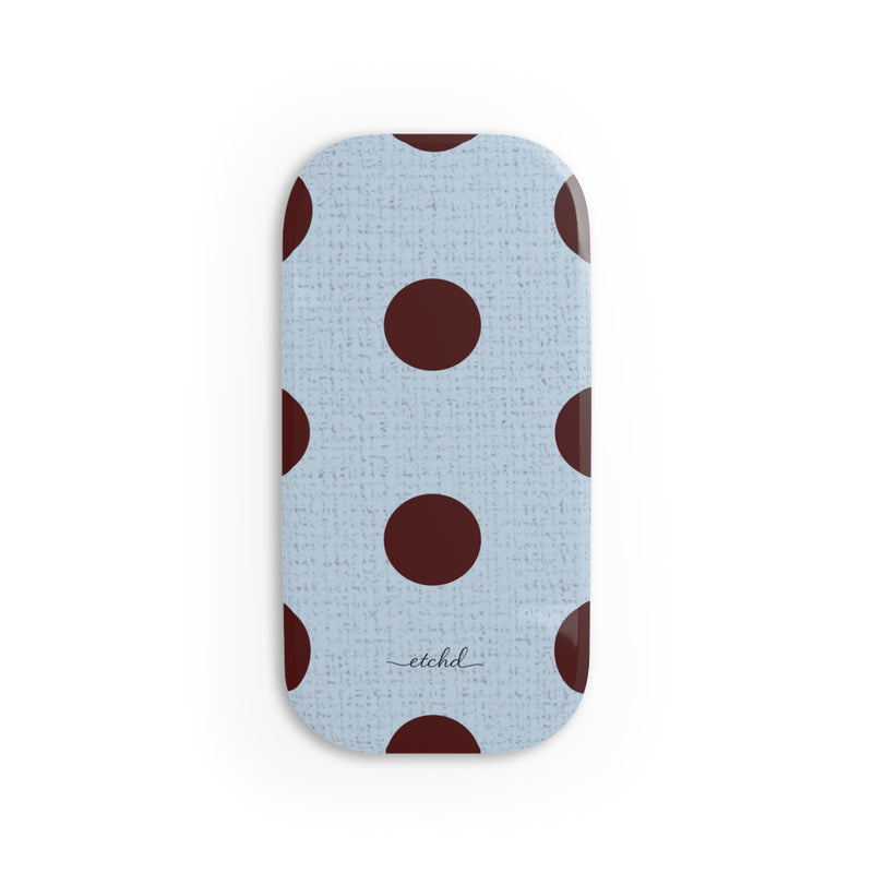 Blue & Cherry Polka Dot Click-On Phone Grip by etchd