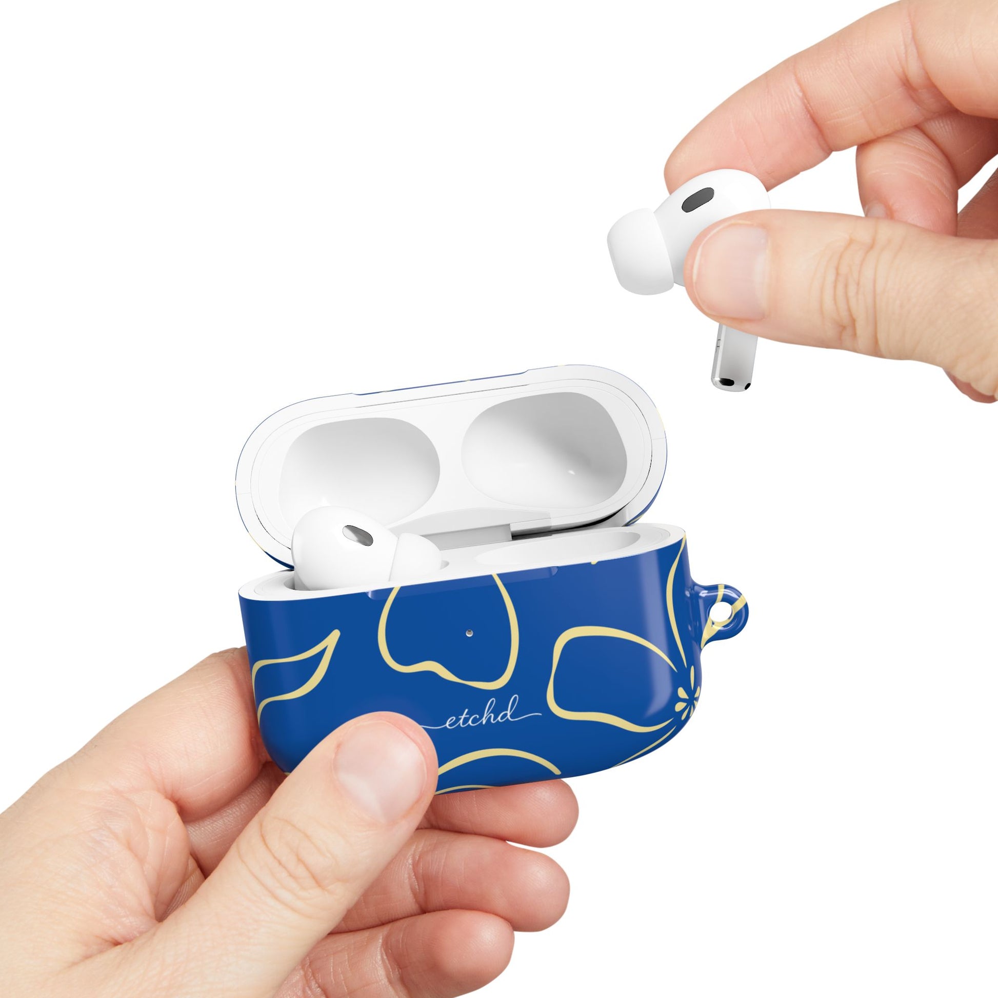 Cobalt & Butter Floral AirPod Case by etchd, view 11