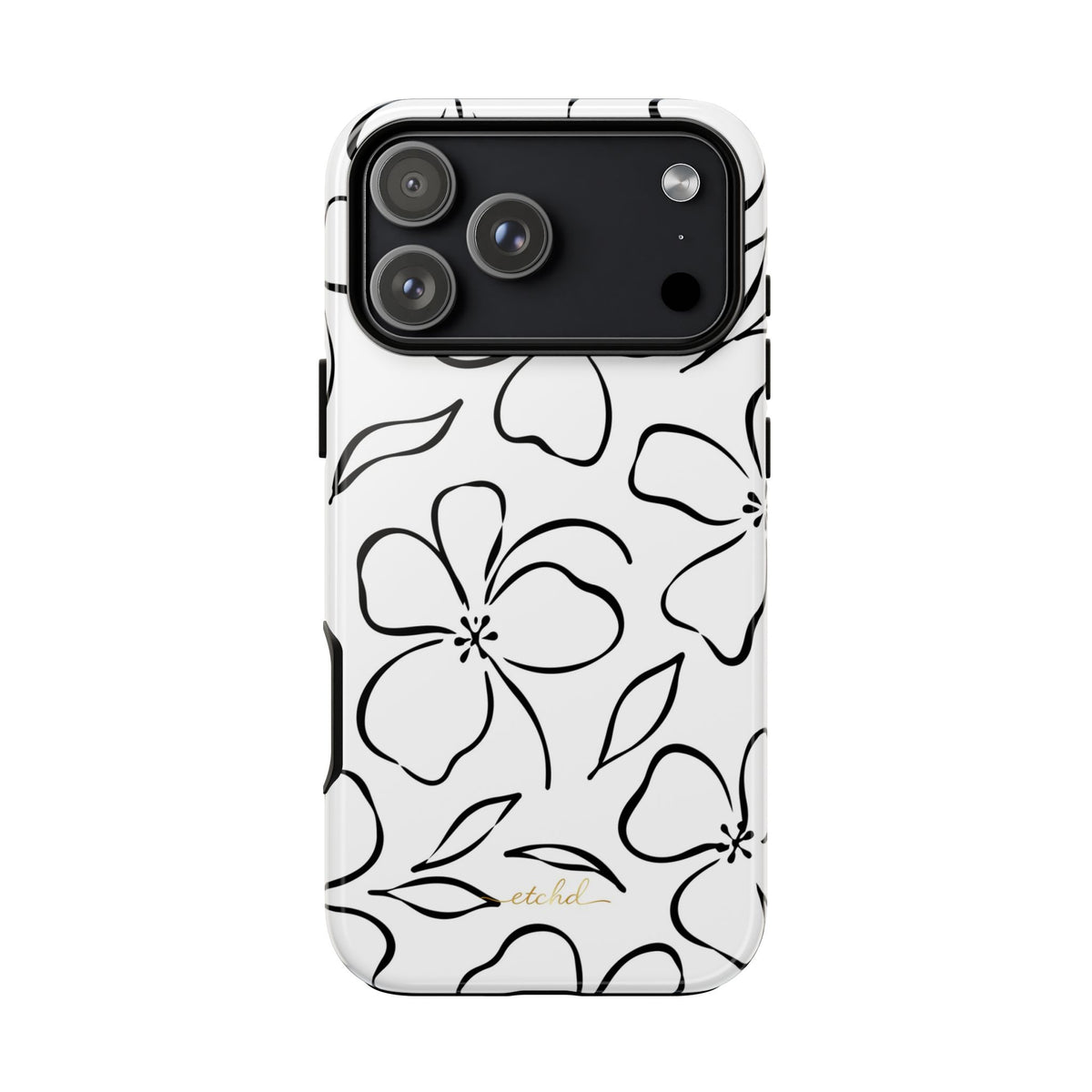 White & Black Floral Phone Case by etchd, view 59