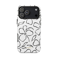 White & Black Floral Phone Case by etchd, view 59