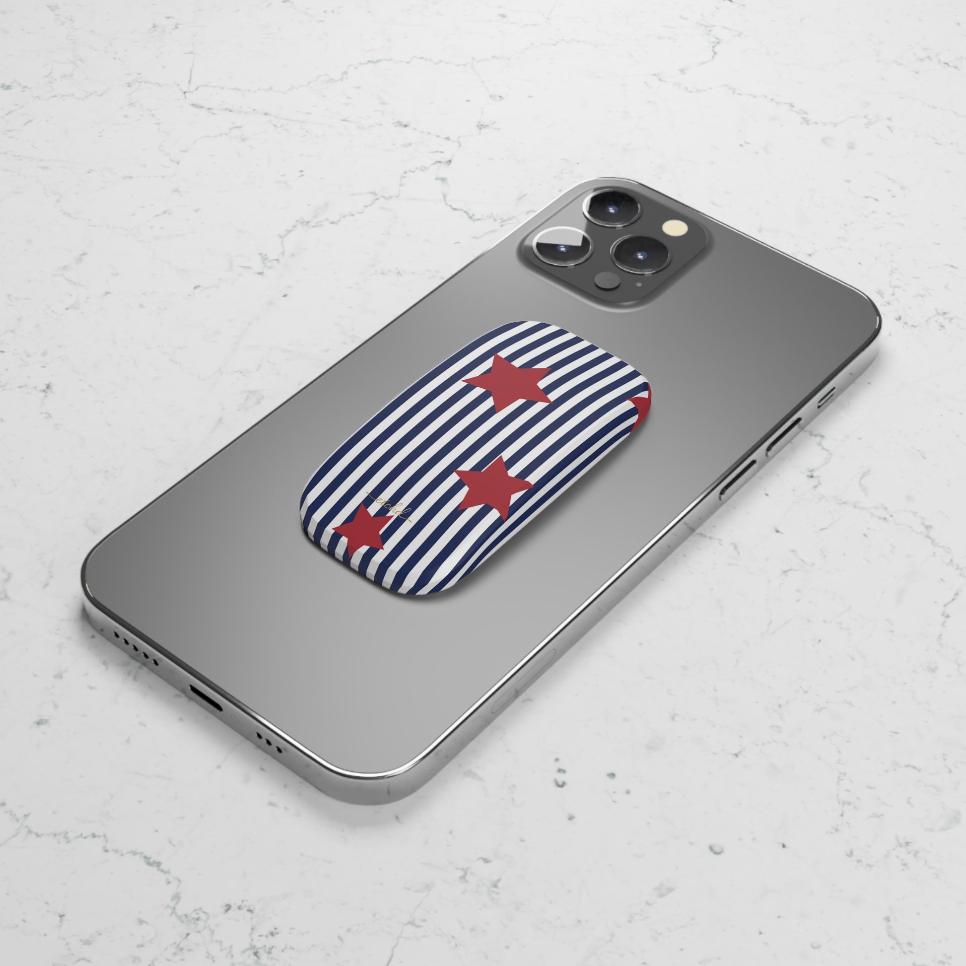 Blue Stripes & Red Stars Click-On Phone Grip by etchd, view 8