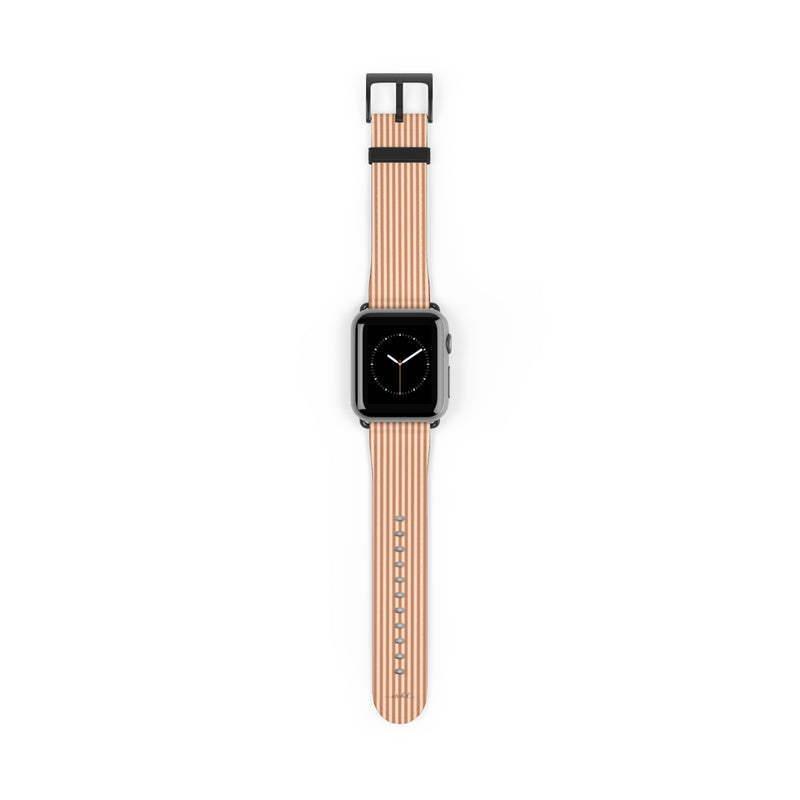 Terracotta & Cream Striped Correa para smartwatch de etchd