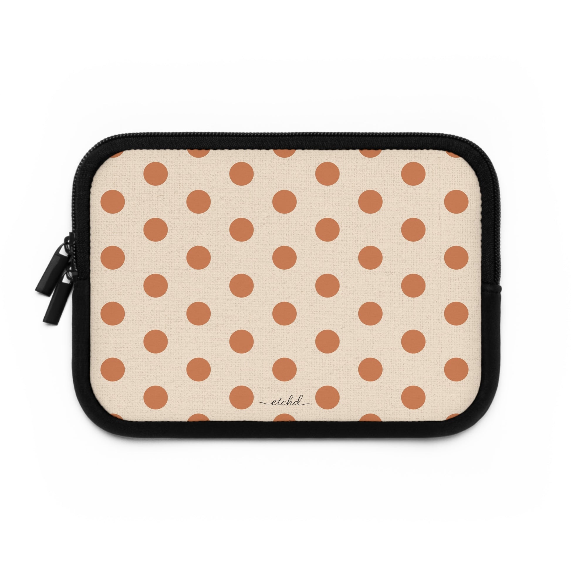 Terracotta & Cream Polka Dot Laptop Sleeve by etchd, view 2