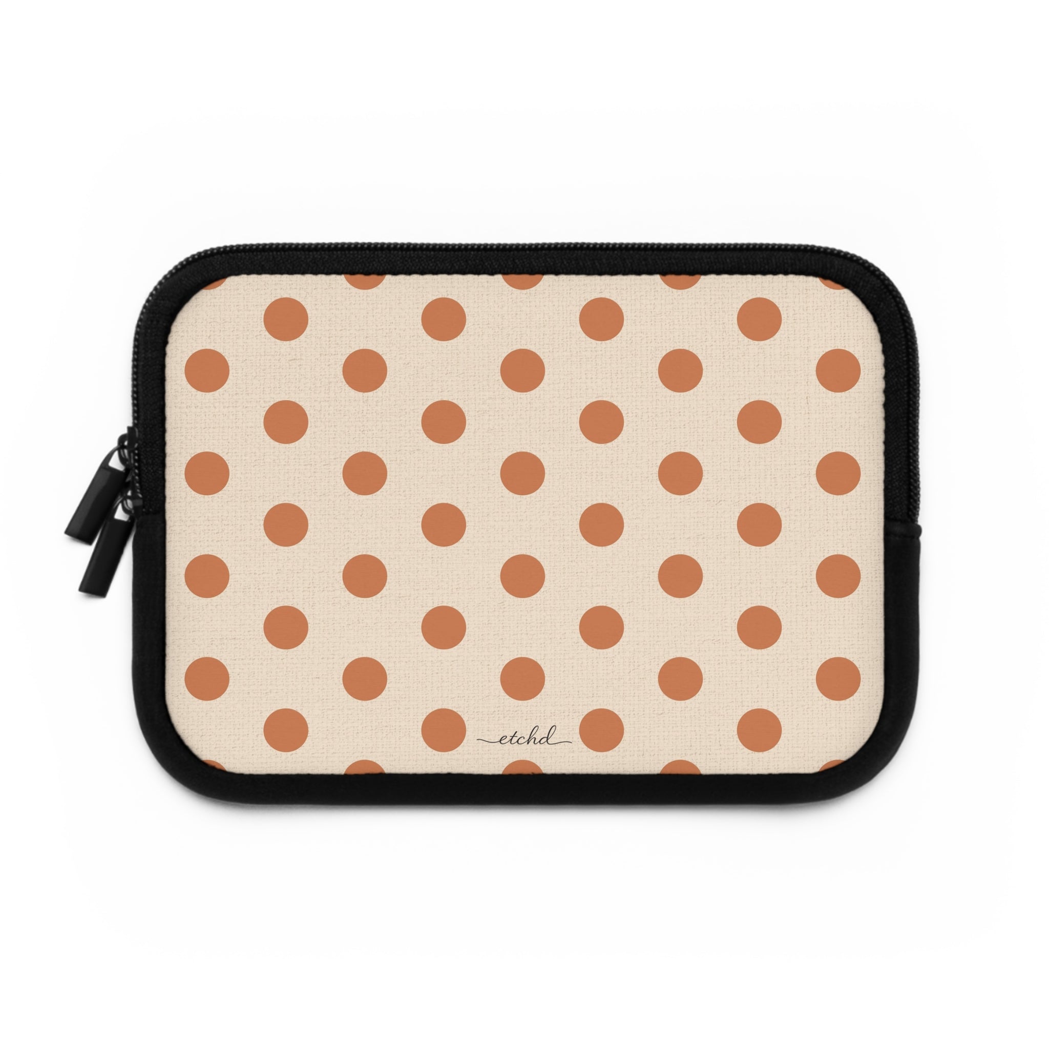 Terracotta & Cream Polka Dot Laptop Sleeve by etchd, view 2