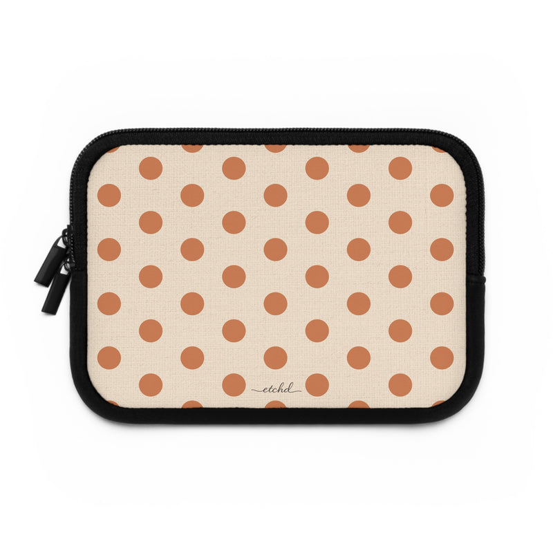 Terracotta & Cream Polka Dot Laptop Sleeve by etchd, view 2