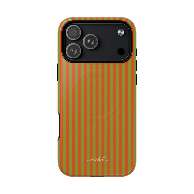 Persimmon & Wasabi Striped Magnetic Phone Case by etchd, view 31