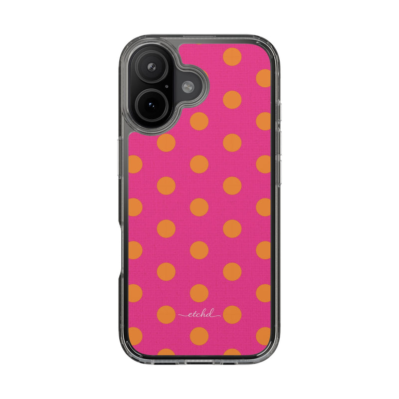 Orange And Pink Polka Dot Clear Phone Case-zoom-