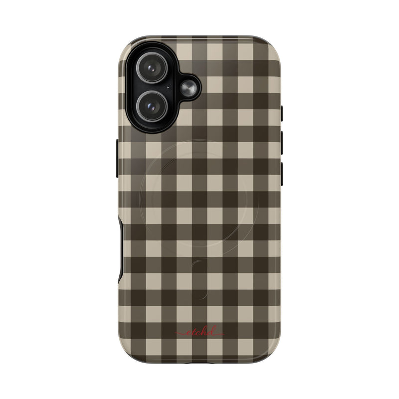 Cream & Brown Gingham Magnetic Phone Case by etchd, view 25