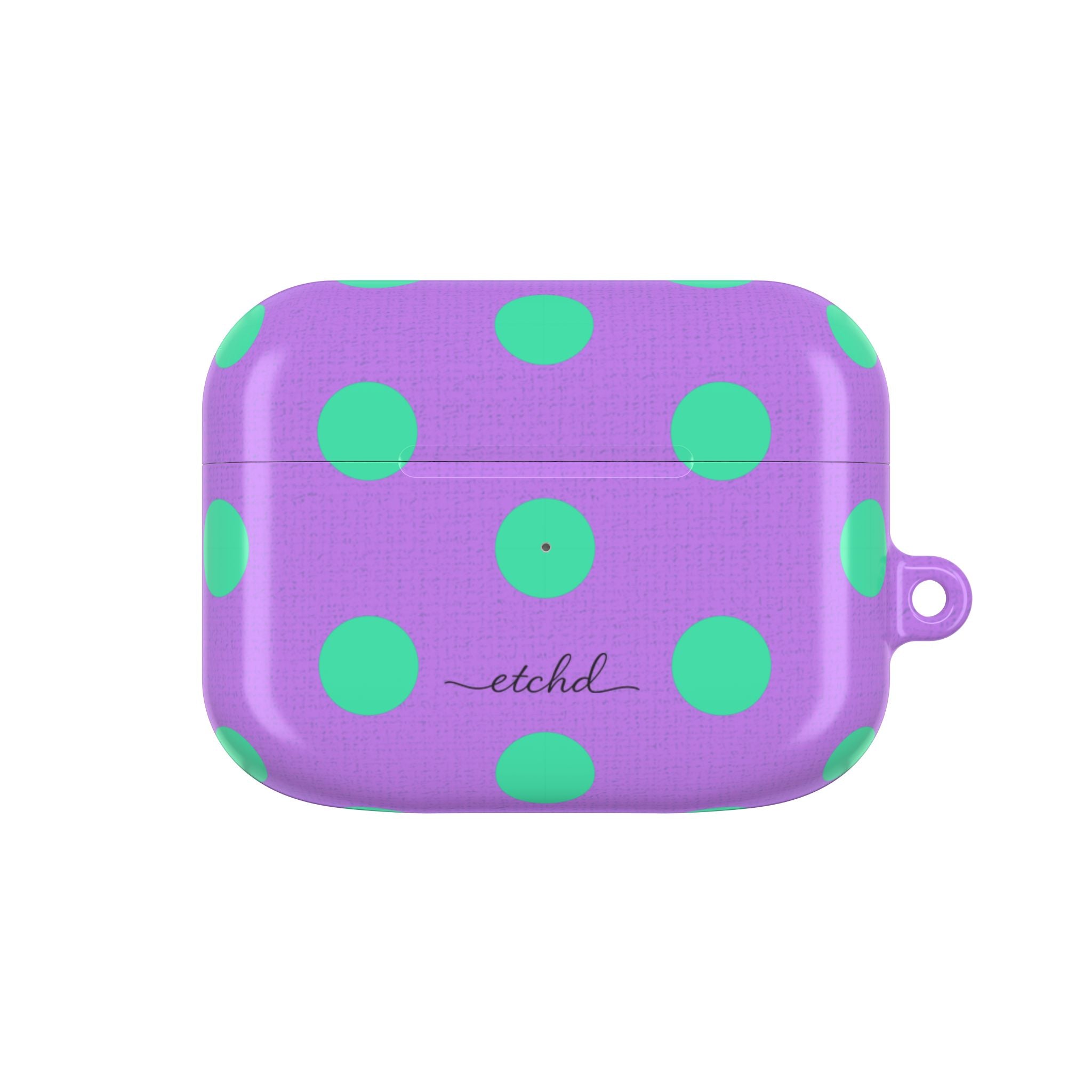 Hypermint & Lilac Polka Dot AirPod Case by etchd