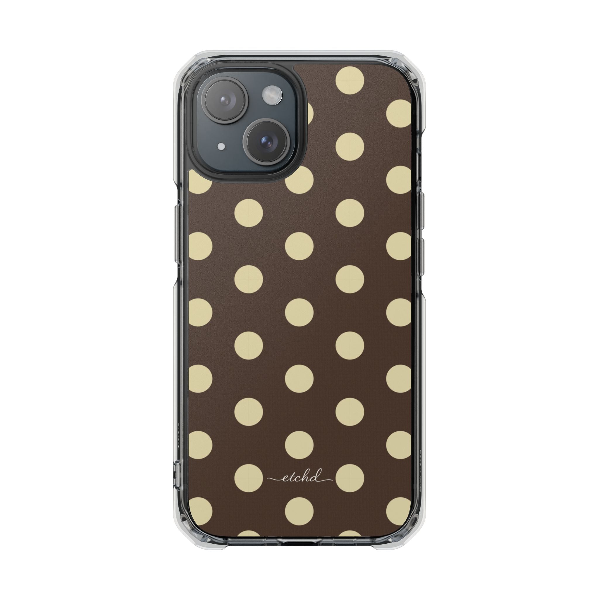 Brown & Butter Polka Dot Clear Magnetic Phone Case by etchd, view 2