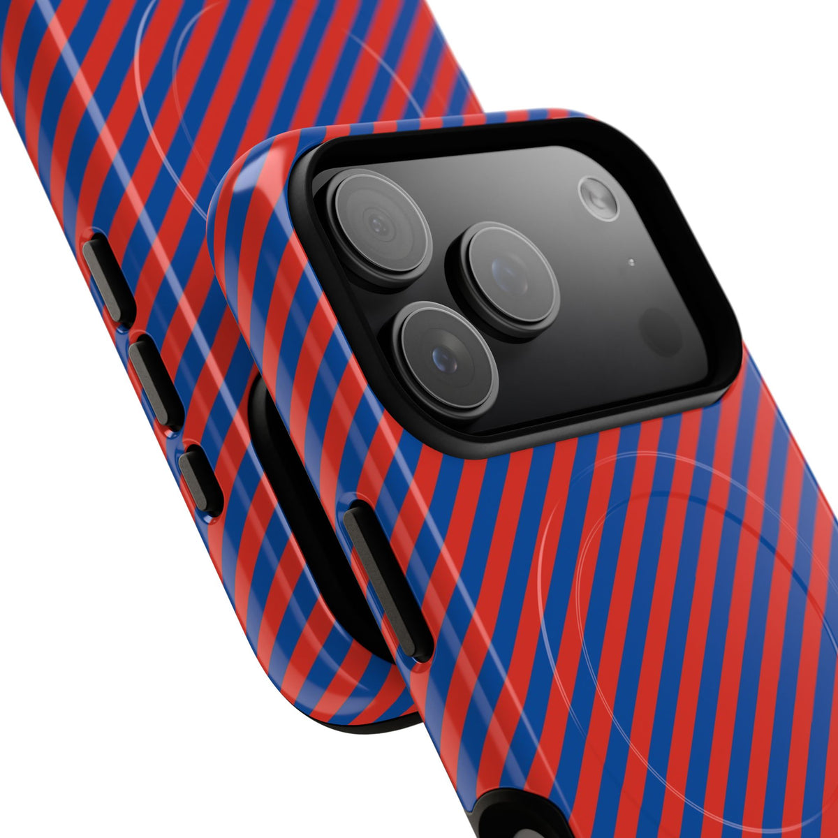 Cobalt & Poppy Striped Diagonal Magnetic Phone Case by etchd, view 99