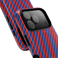 Cobalt & Poppy Striped Diagonal Magnetic Phone Case by etchd, view 99