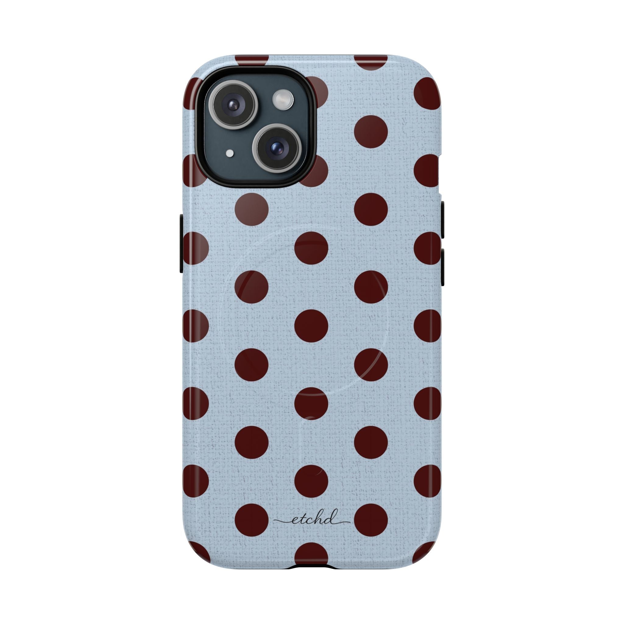 Blue & Cherry Polka Dot Magnetic Phone Case by etchd, view 2