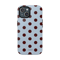 Blue & Cherry Polka Dot Magnetic Phone Case by etchd, view 2