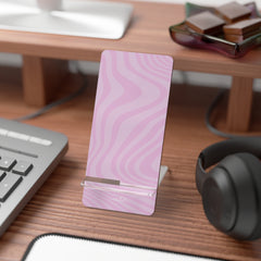 Pink Curved Lines Phone Stand by etchd, view 3