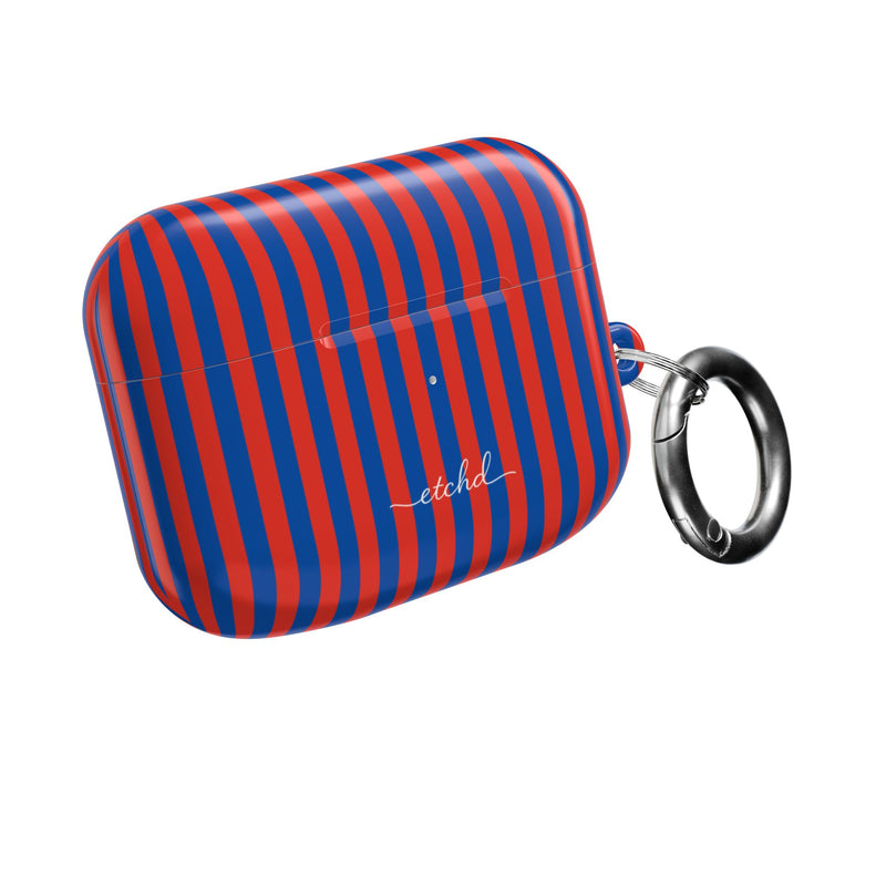 Cobalt & Poppy Striped AirPod Case by etchd, view 8