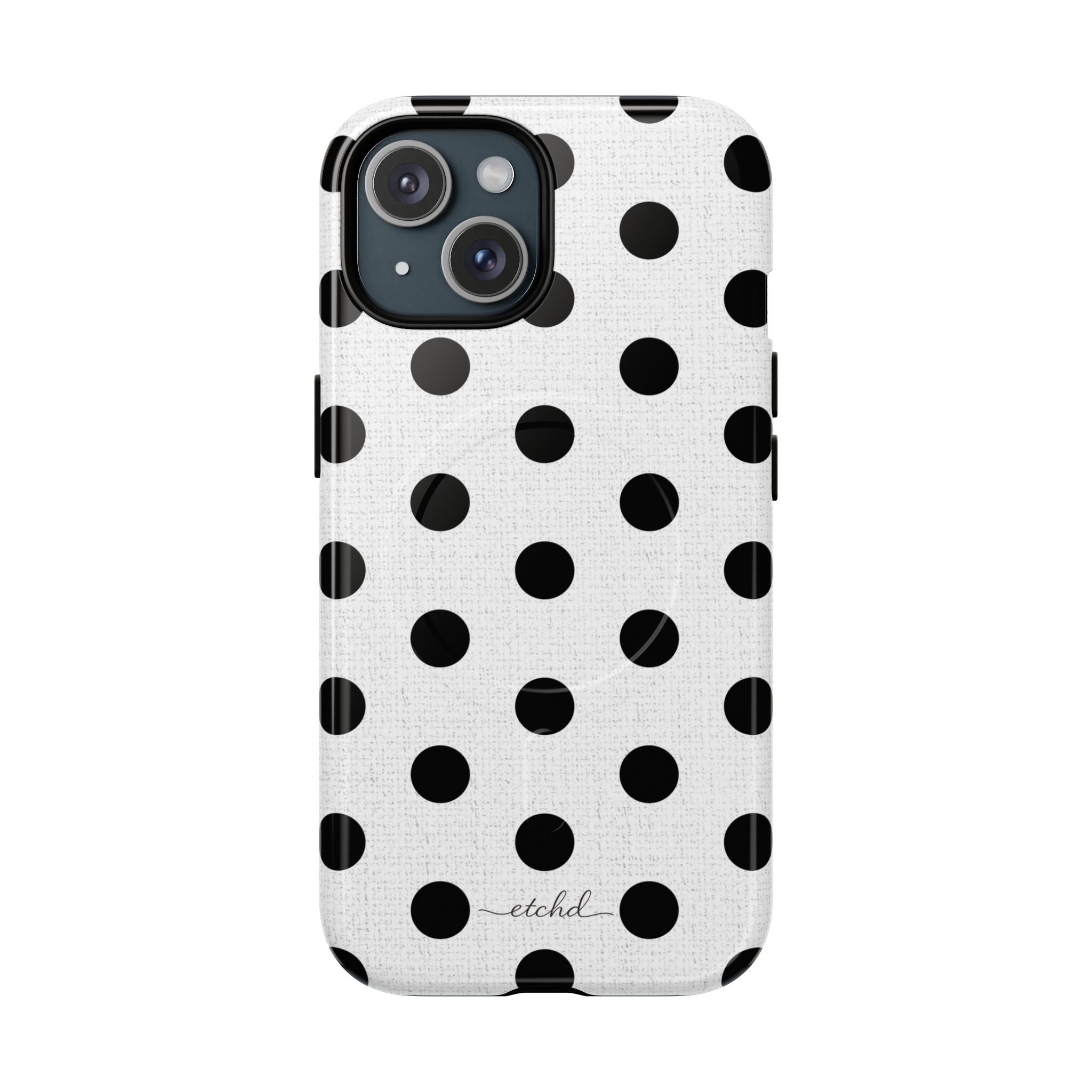 Black & White Polka Dot Magnetic Phone Case by etchd, view 2