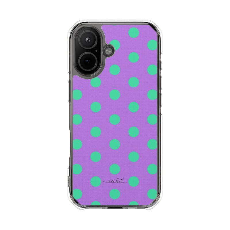 Hypermint And Lilac Polka Dot Clear Magnetic Phone Case-zoom-