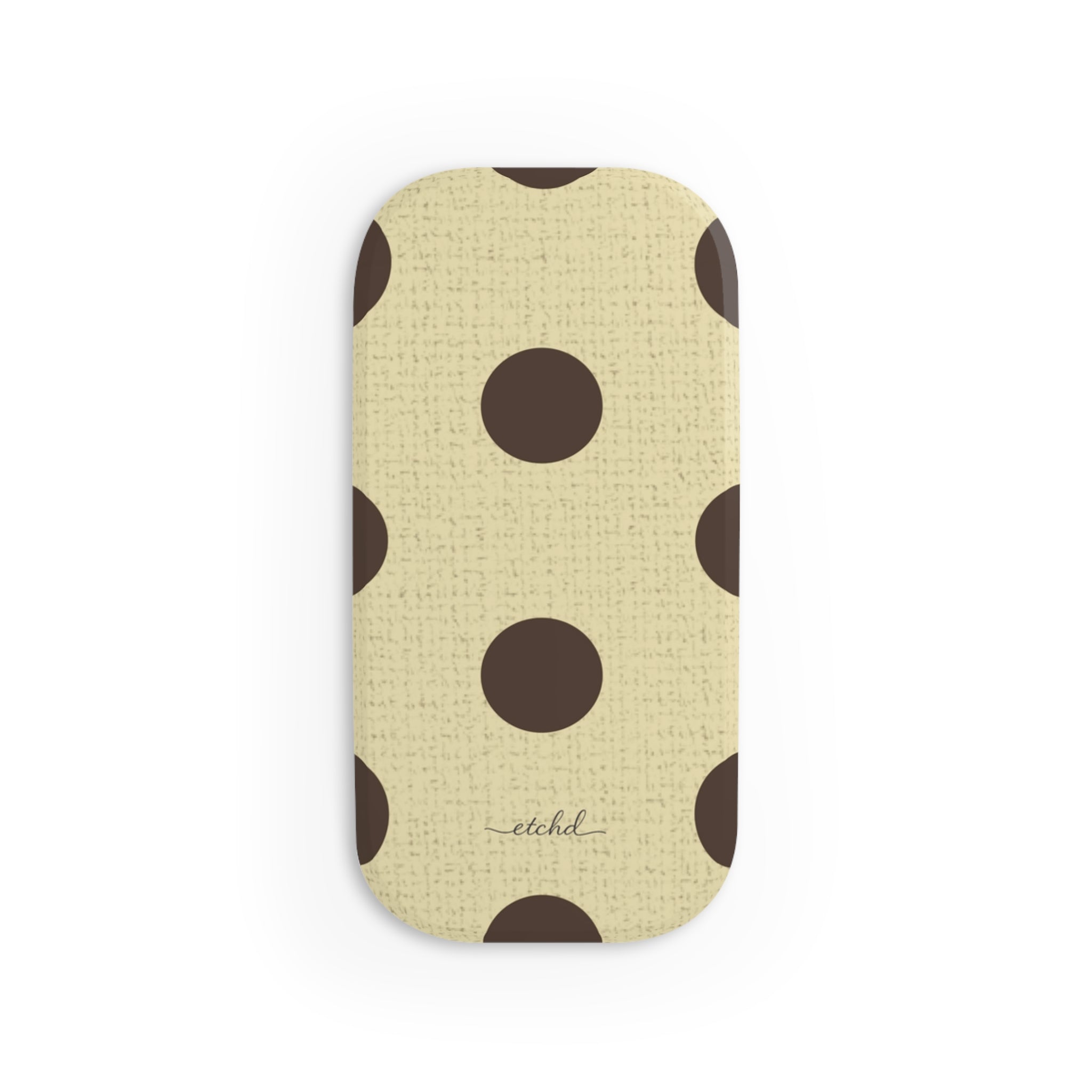 Butter & Brown Polka Dot Click-On Phone Grip by etchd, view 2