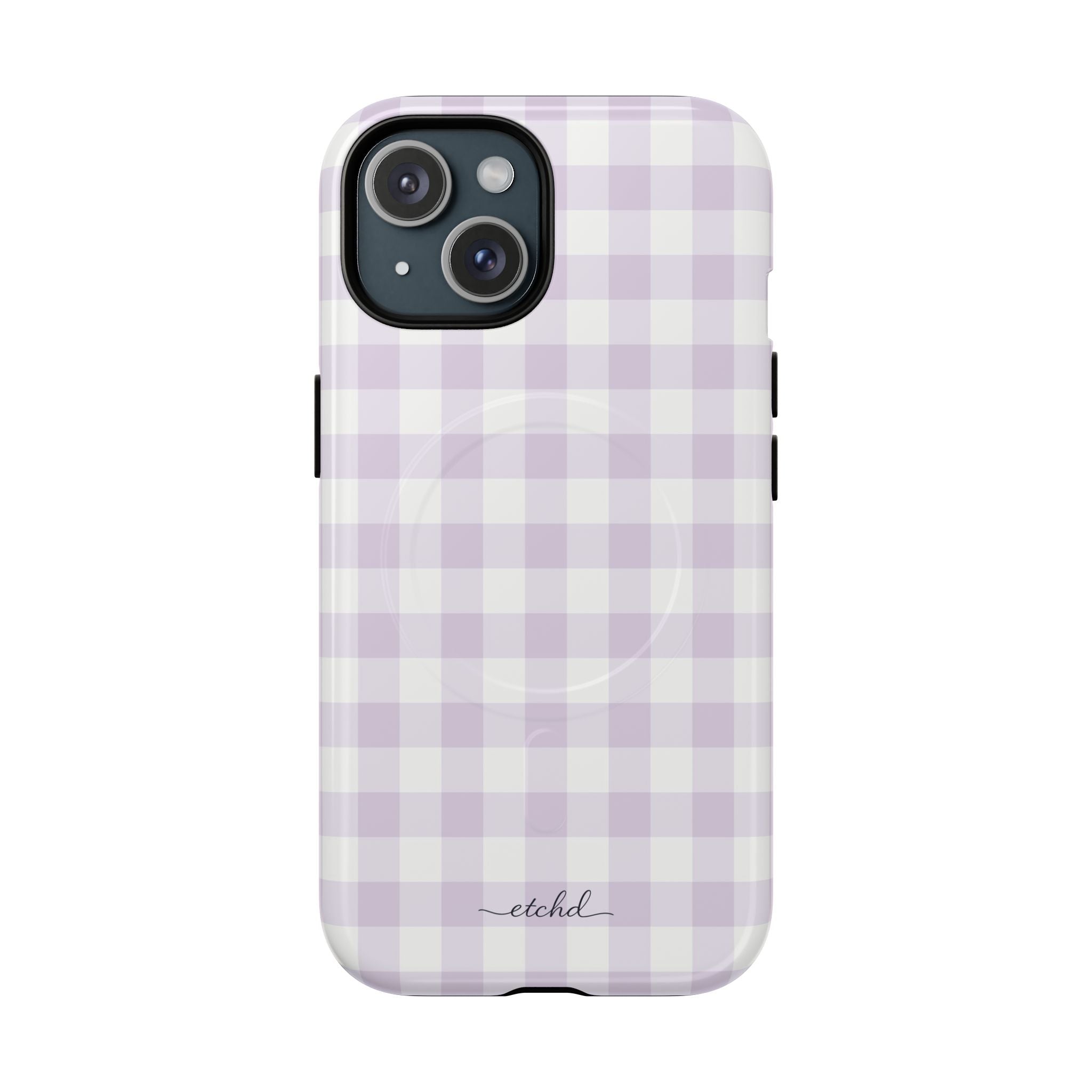 Lilac Gingham Magnetic Phone Case by etchd, view 2