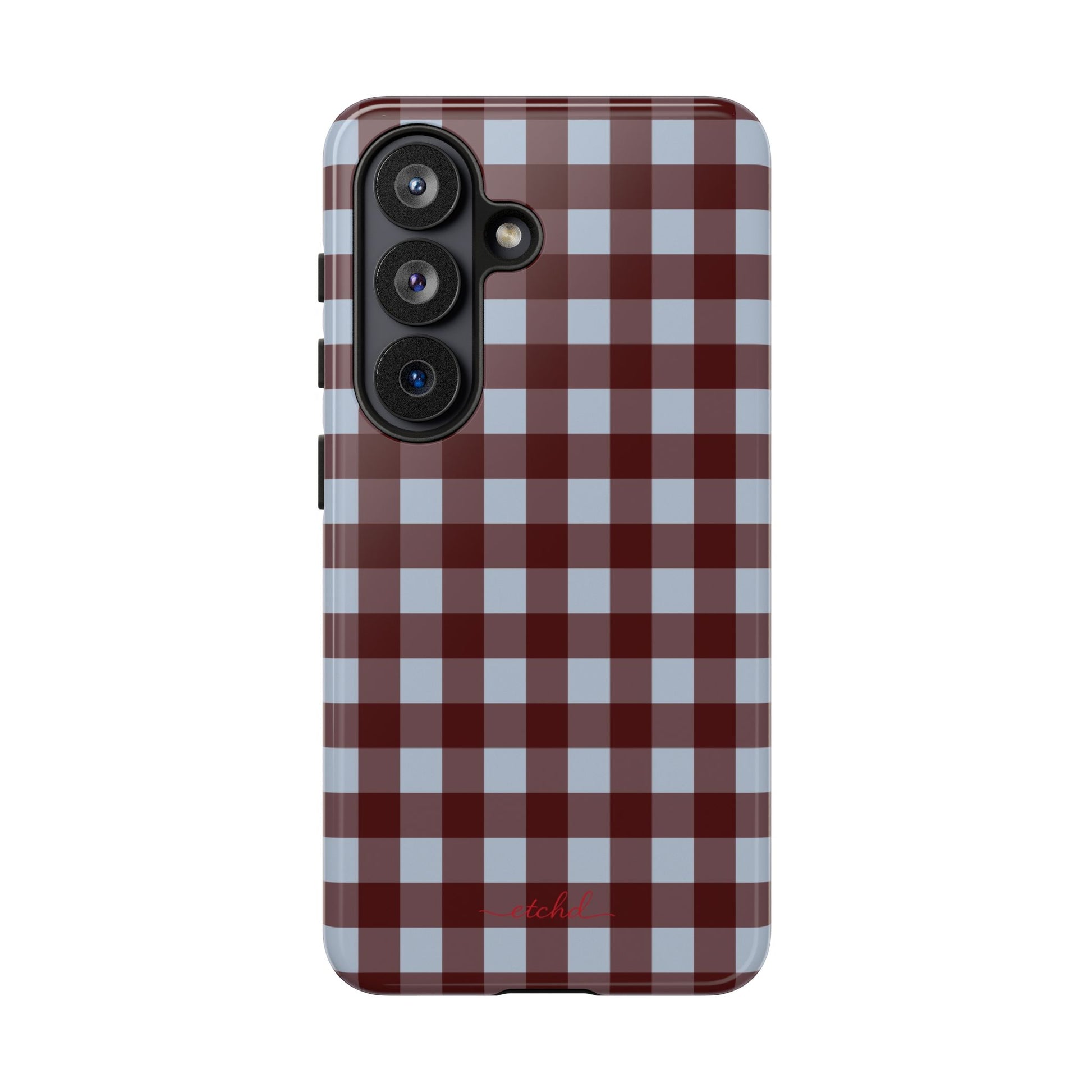 Blue & Cherry Gingham Phone Case by etchd, view 61