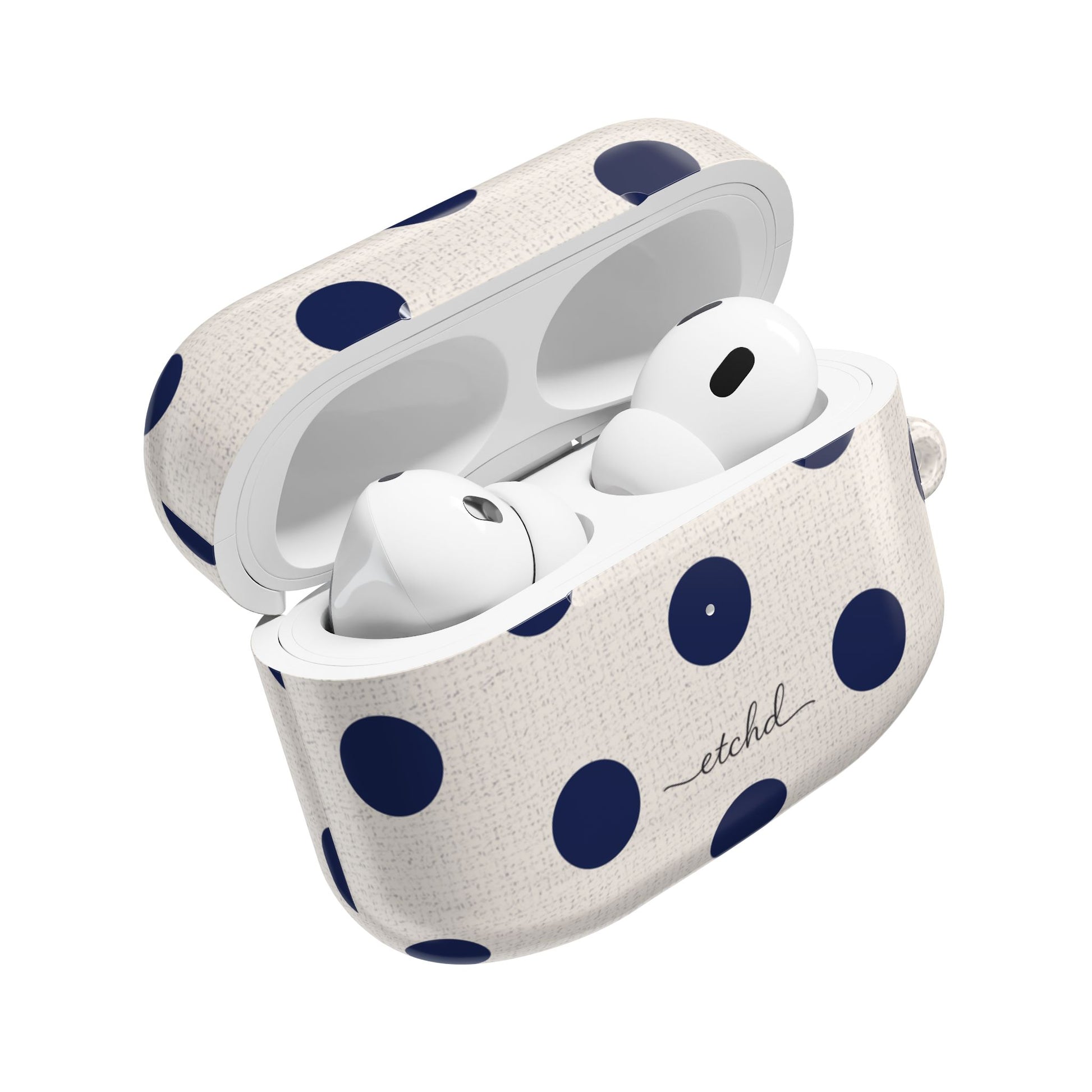 Navy & Cream Polka Dot AirPod Case by etchd, view 9