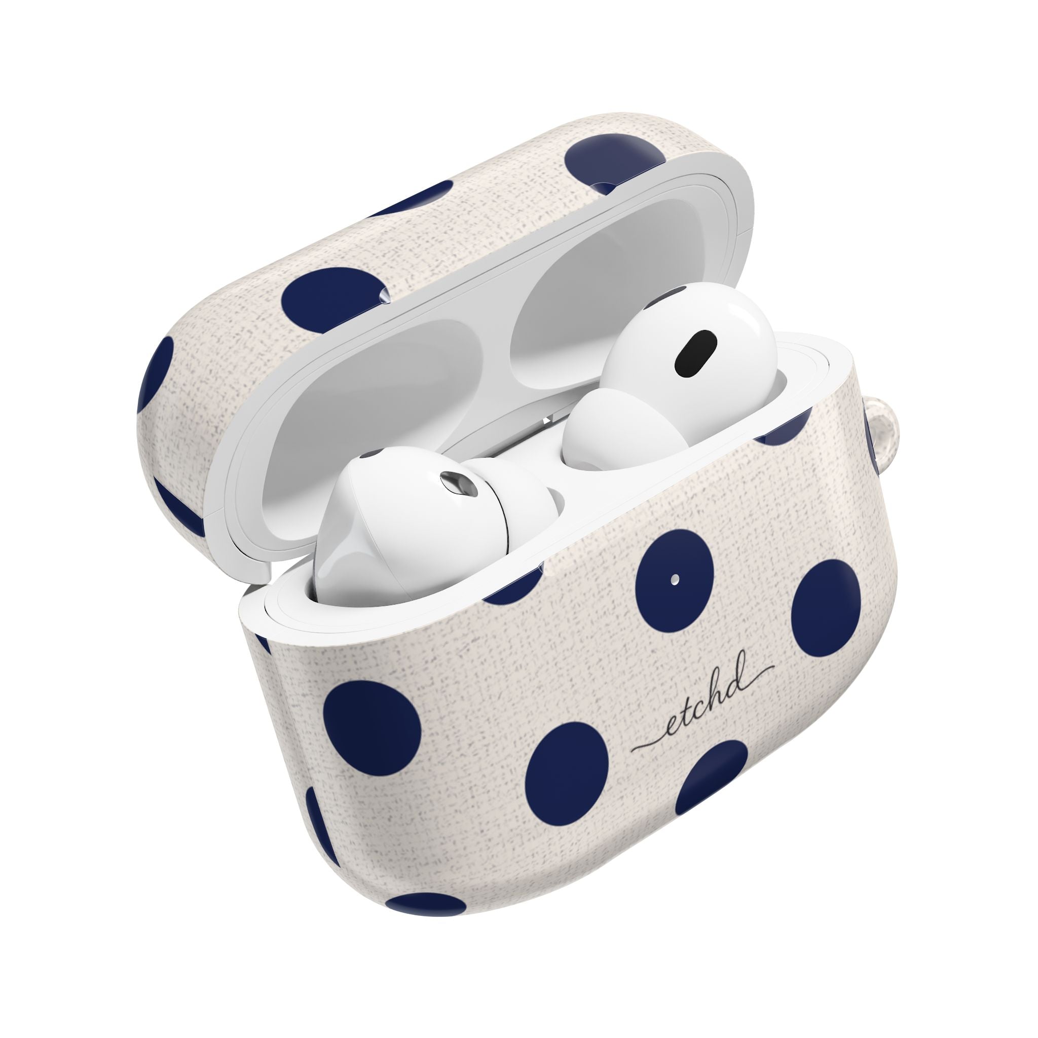 Navy & Cream Polka Dot AirPod Case by etchd, view 9