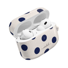 Navy & Cream Polka Dot AirPod Case by etchd, view 9