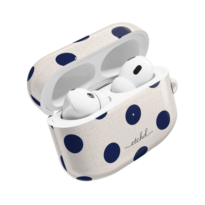 Navy & Cream Polka Dot AirPod Case by etchd, view 9