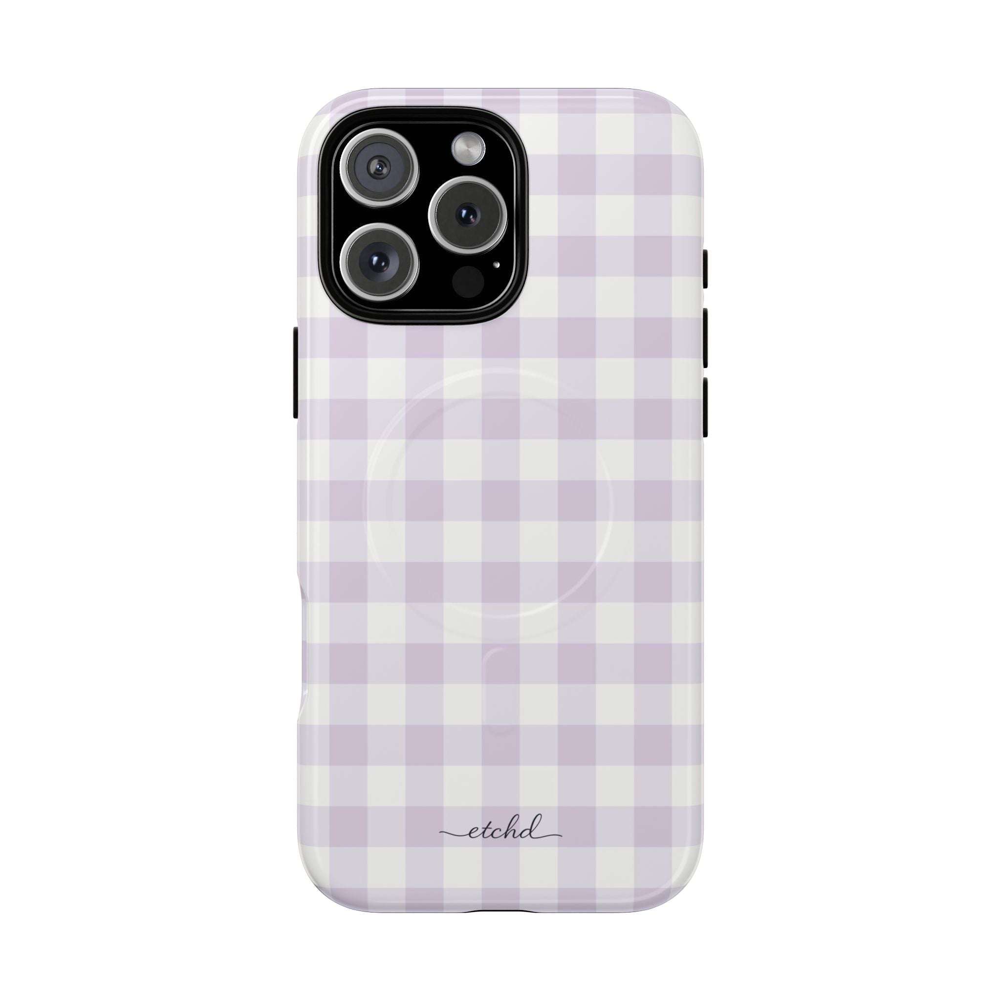 Lilac Gingham Magnetic Phone Case by etchd