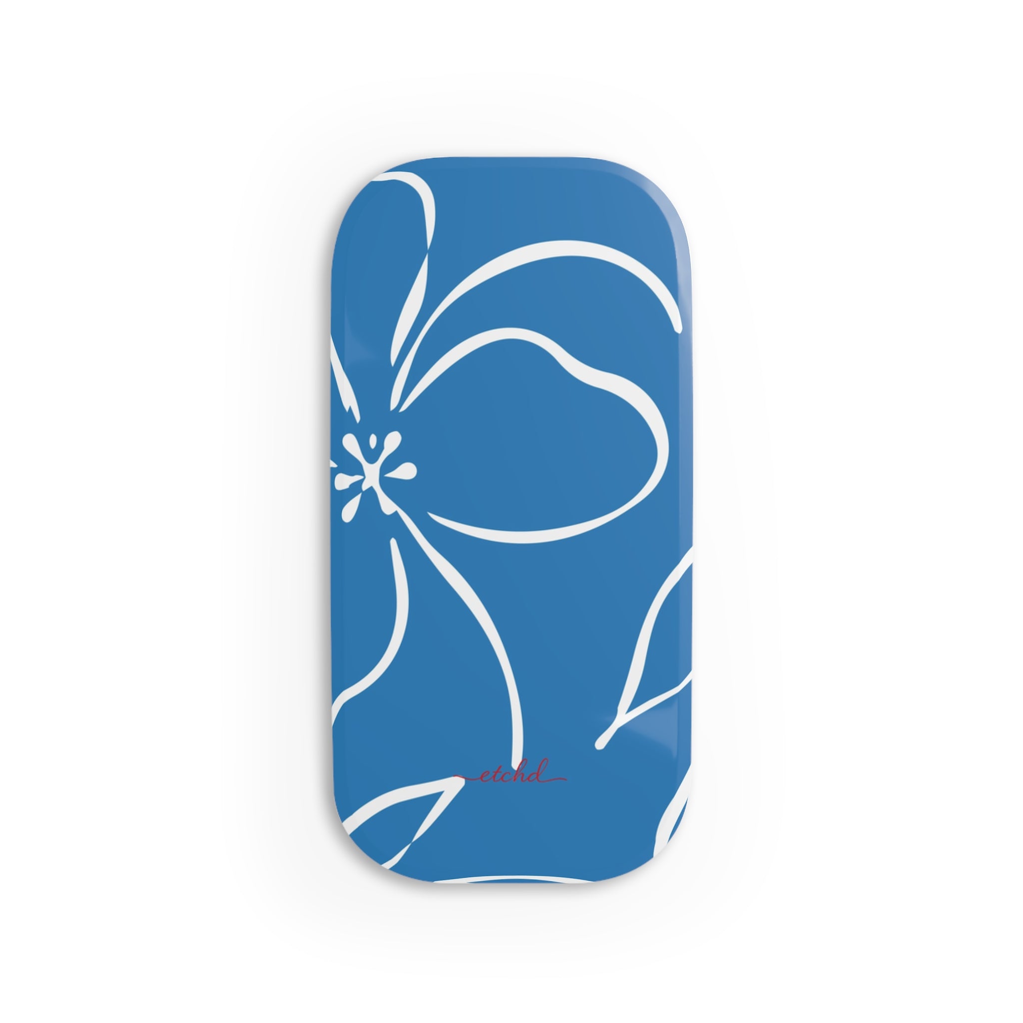 Cerulean & White Floral Click-On Phone Grip by etchd