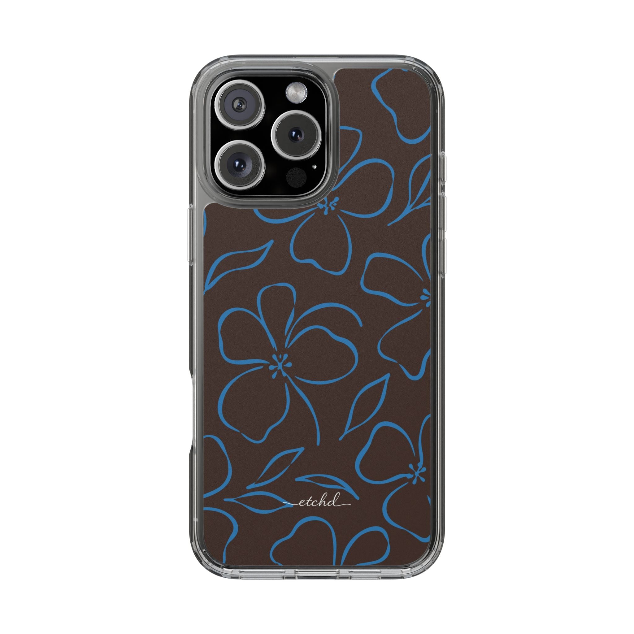 Espresso & Cerulean Floral Funda transparente para móvil de etchd