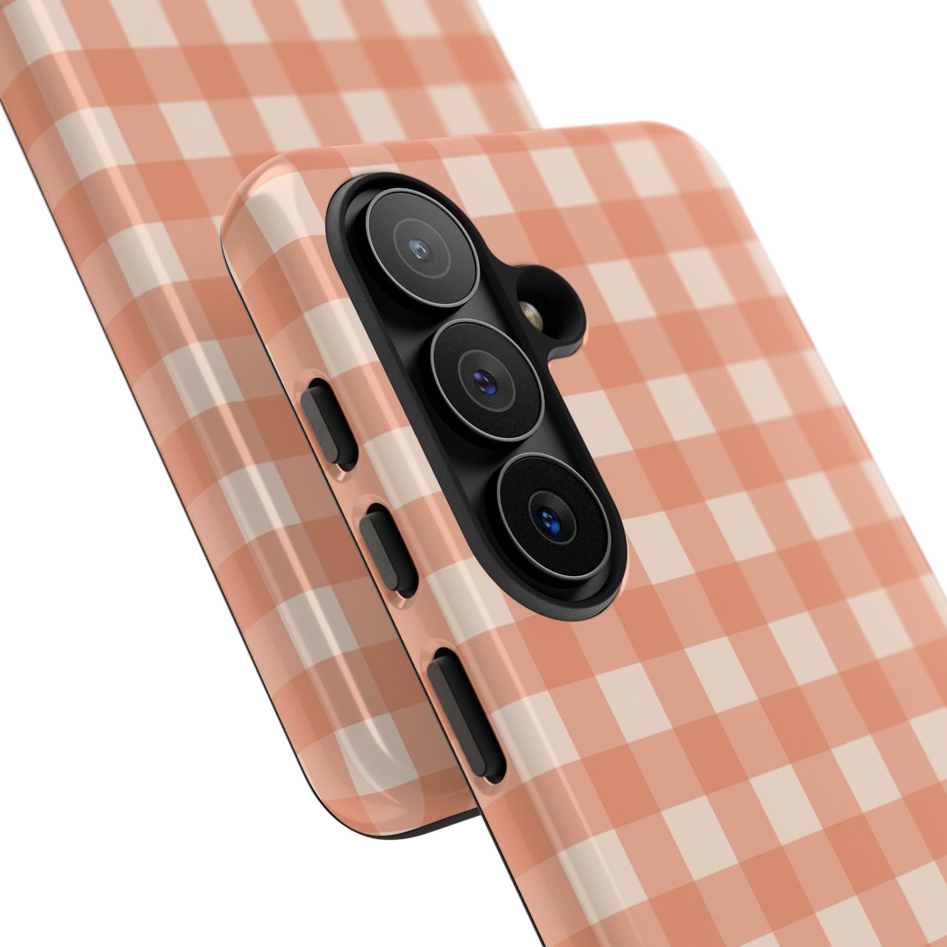 Coral & Cream Gingham Phone Case by etchd, view 209
