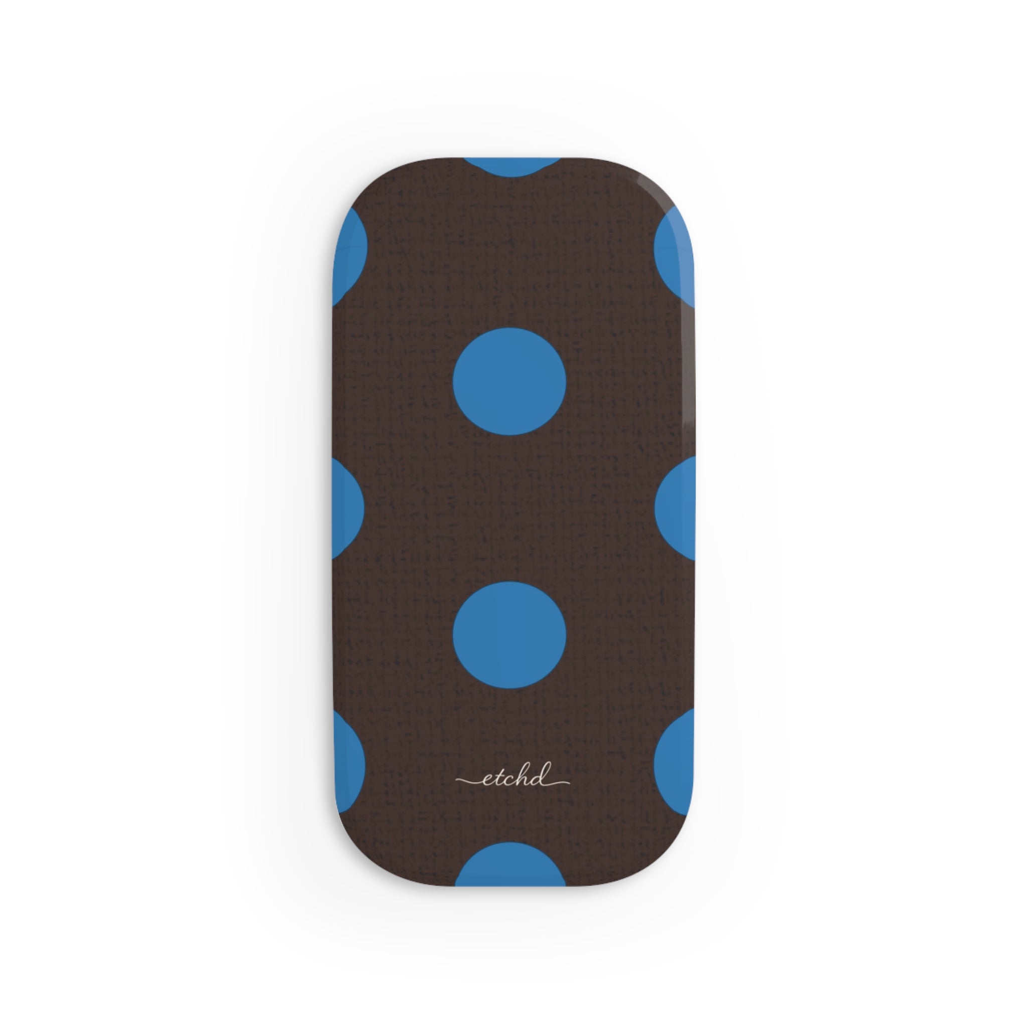 Cerulean & Espresso Polka Dot Click-On Phone Grip by etchd, view 2