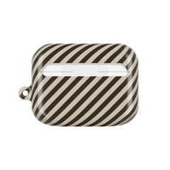 Cream & Brown Striped Diagonal AirPod Case by etchd, view 7