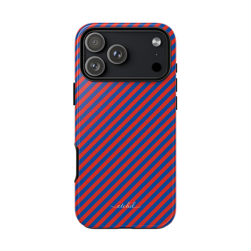 Cobalt & Poppy Striped Diagonal Phone Case by etchd, view 59