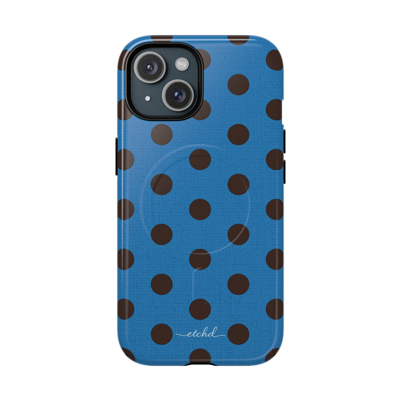 Espresso And Cerulean Polka Dot Magnetic Phone Case-zoom-