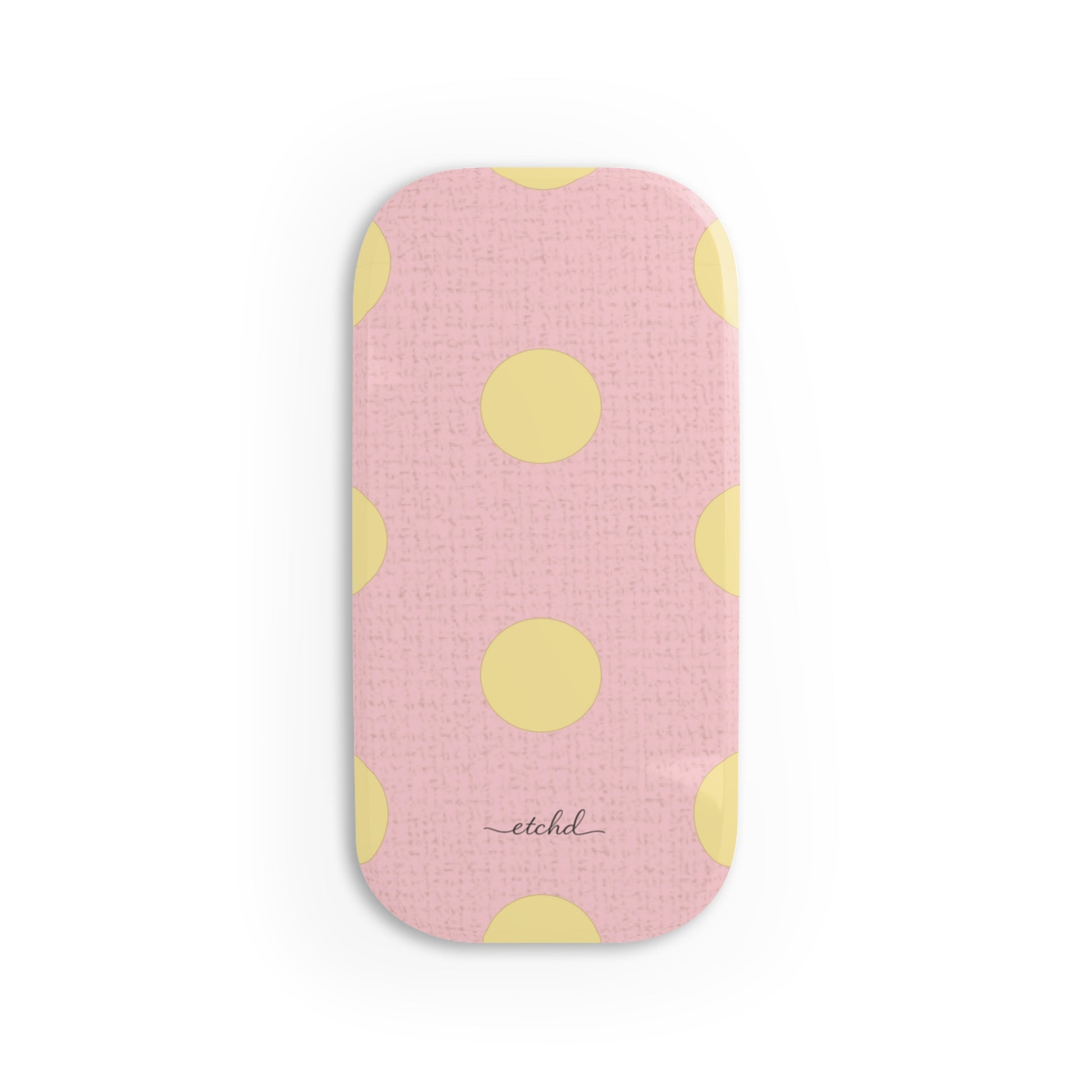 Butter And Pink Polka Dot Click-On Phone Grip by etchd