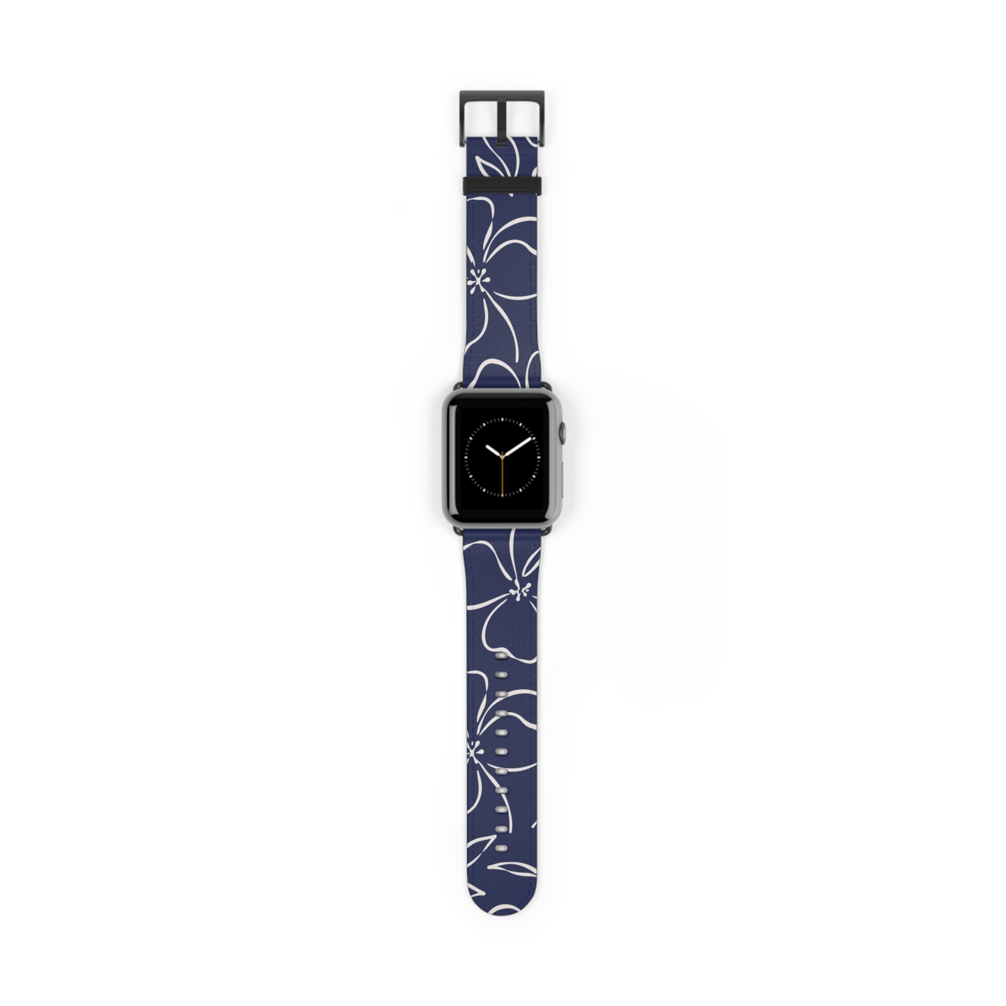 Navy & Cream Floral Cinturino per smartwatch di etchd, vista 2