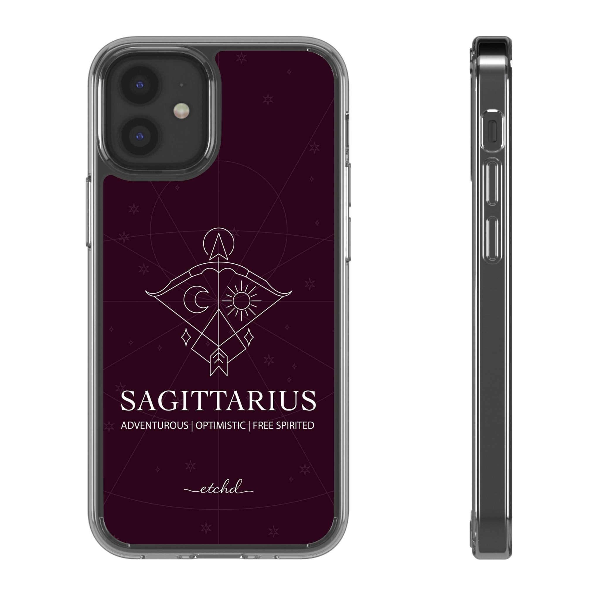 Sagittarius Clear Phone Case by etchd, view 2
