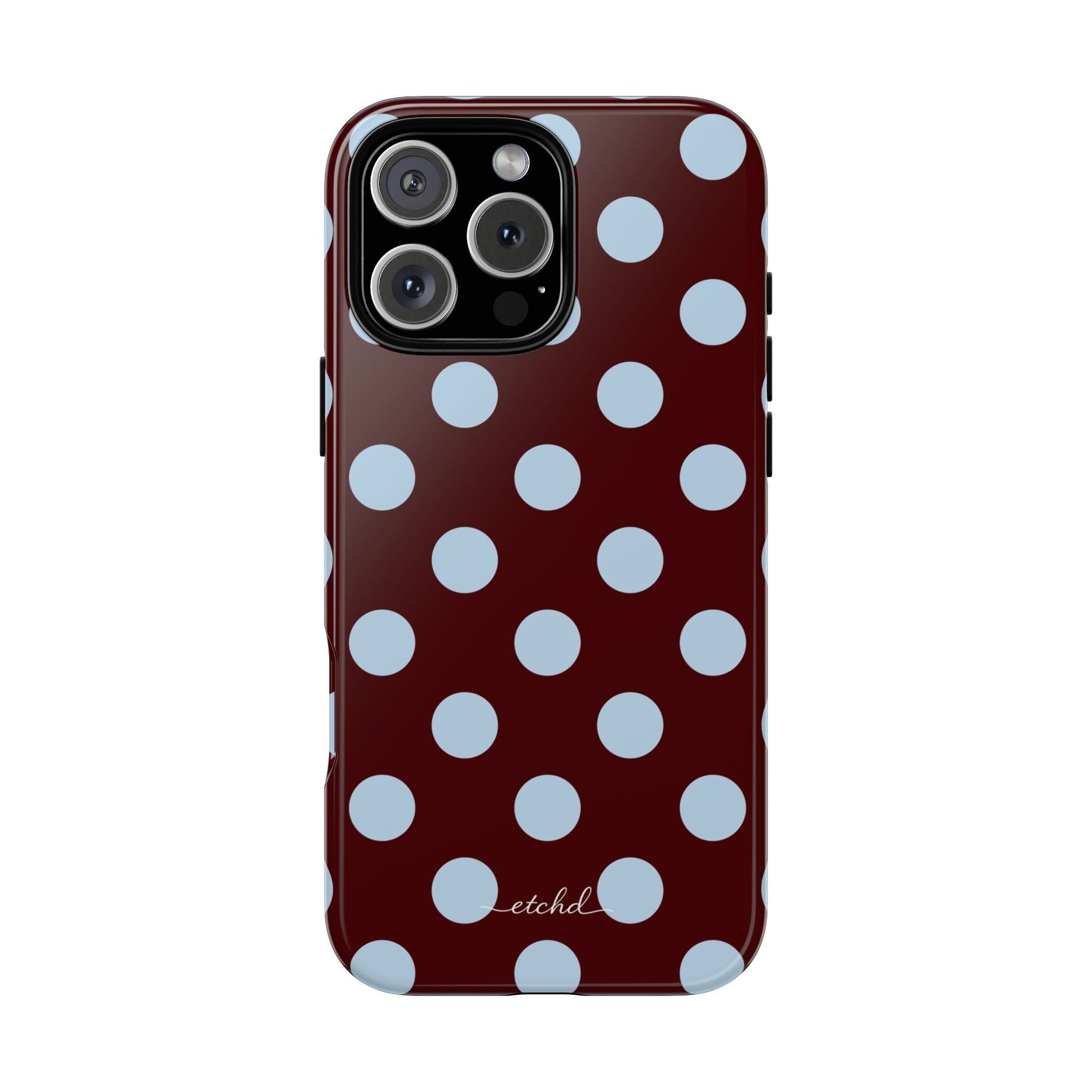 Cherry & Blue Polka Dot Phone Case by etchd