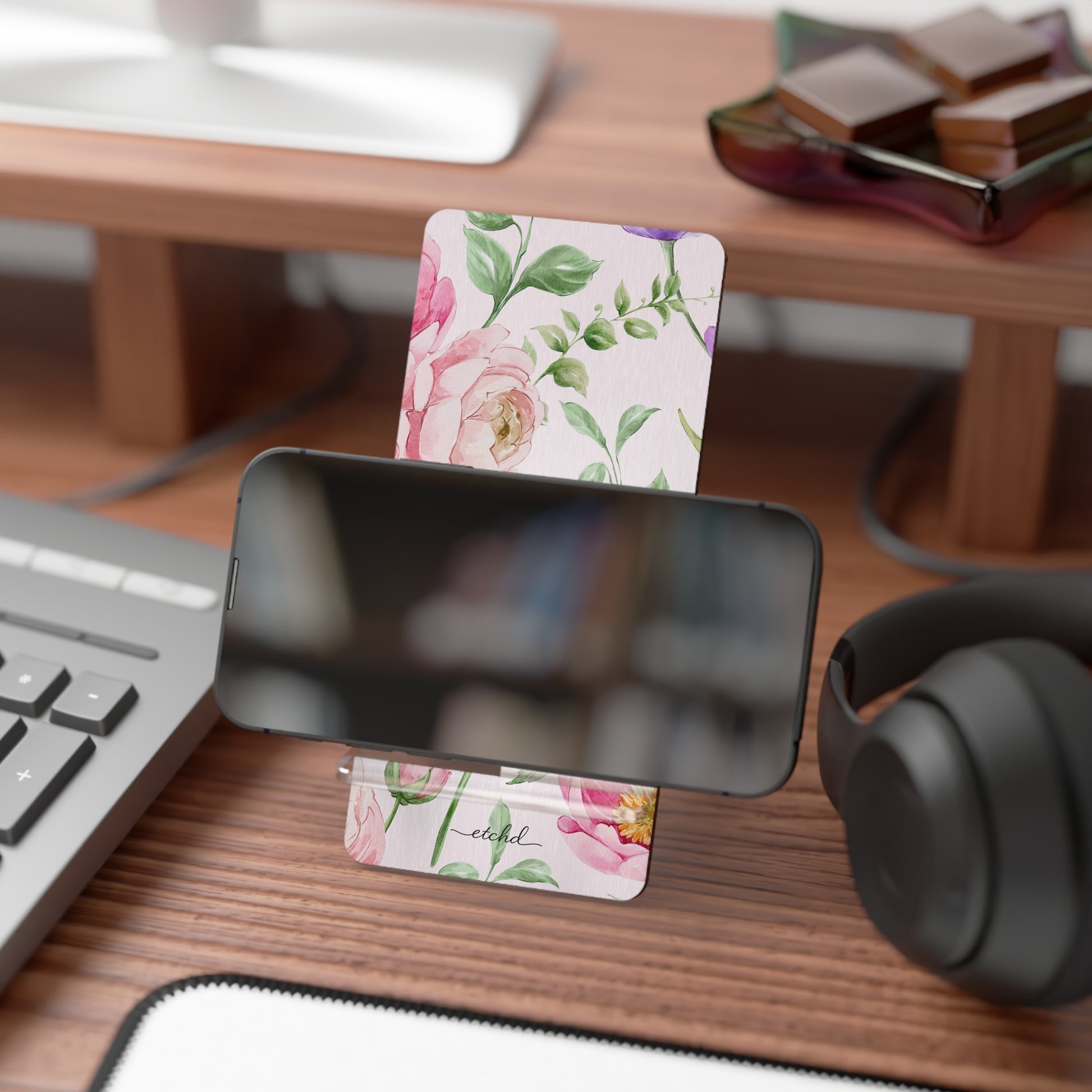Peony Bloom Phone Stand by etchd, view 4