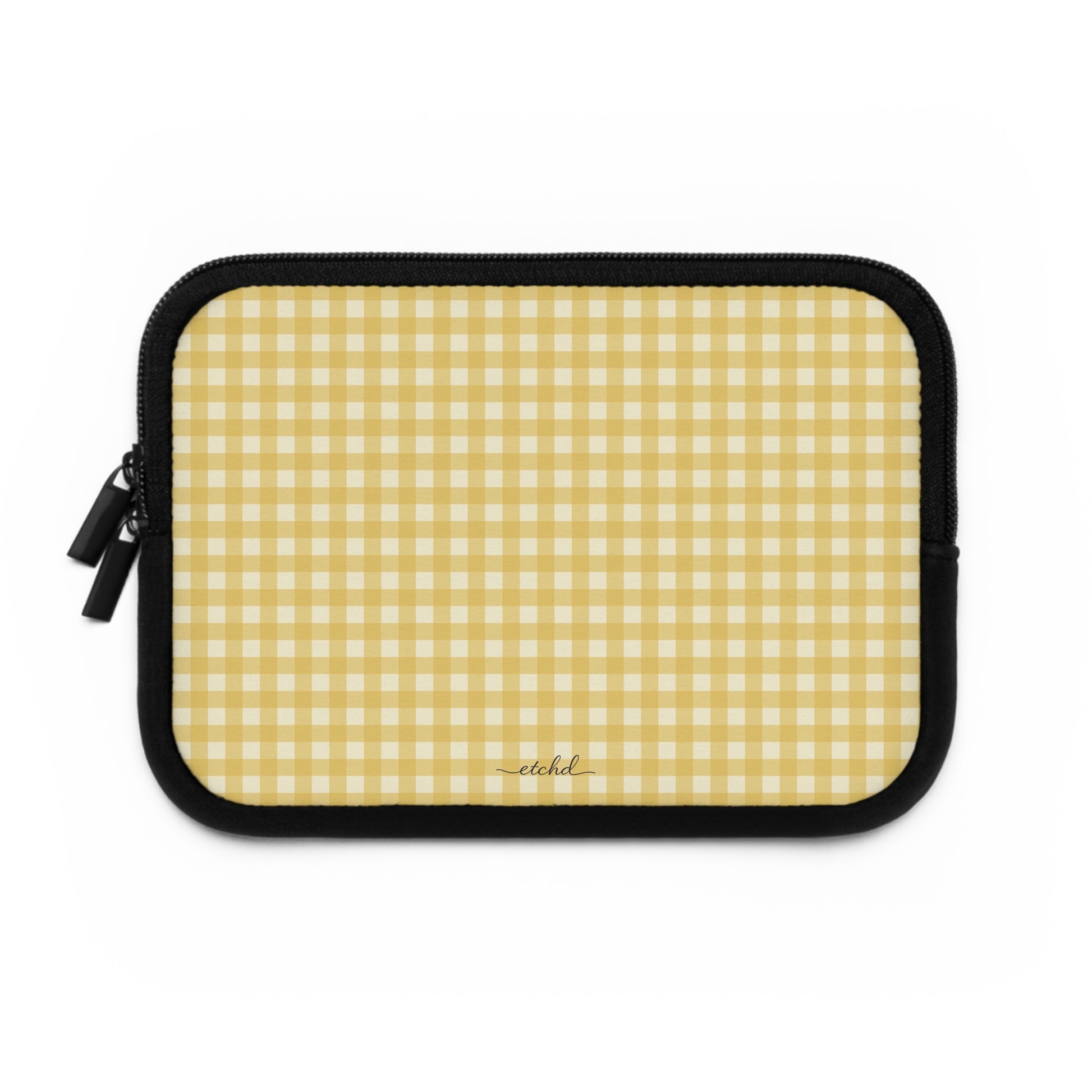 Butter & Cream Gingham Custodia per laptop di etchd, vista 2