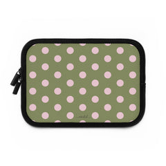 Pink And Green Polka Dot Laptop Sleeve by etchd, view 2