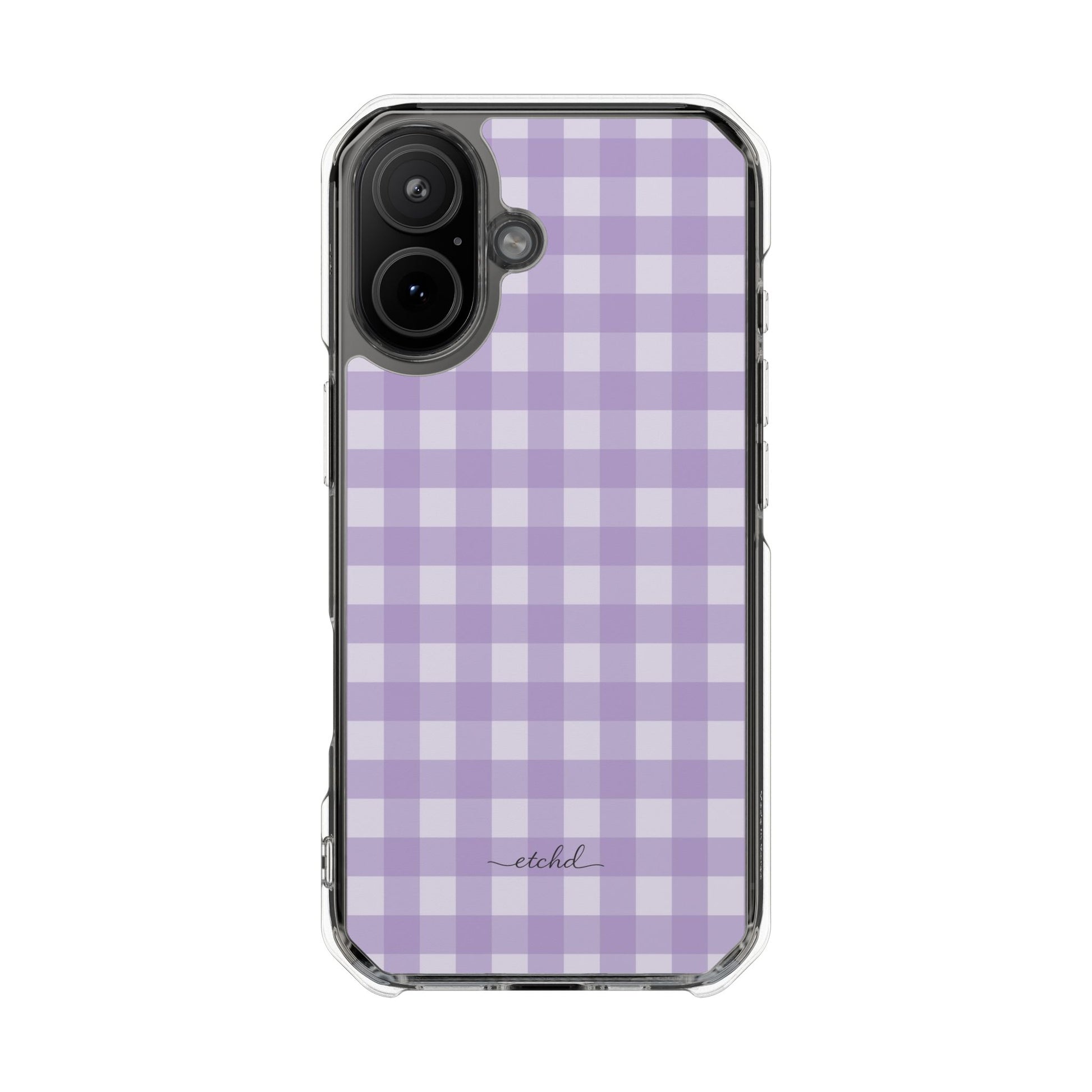 Lilac & Cream Gingham Clear Magnetic Phone Case by etchd, view 13