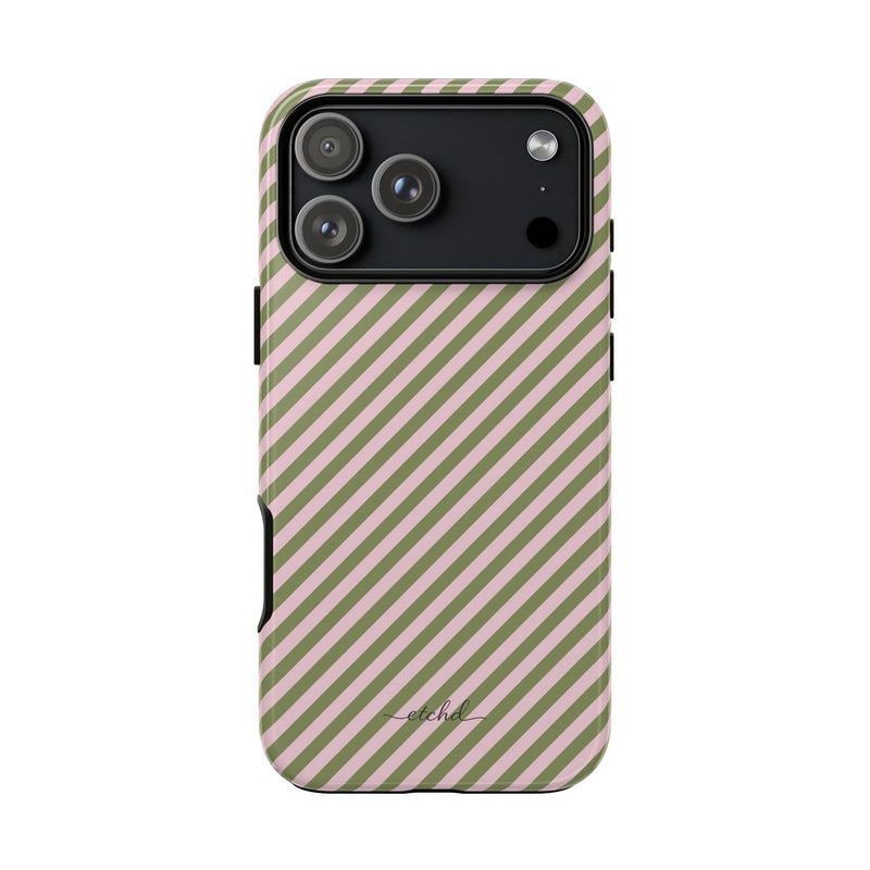 Green & Pink Striped Diagonal Phone Case by etchd, view 59