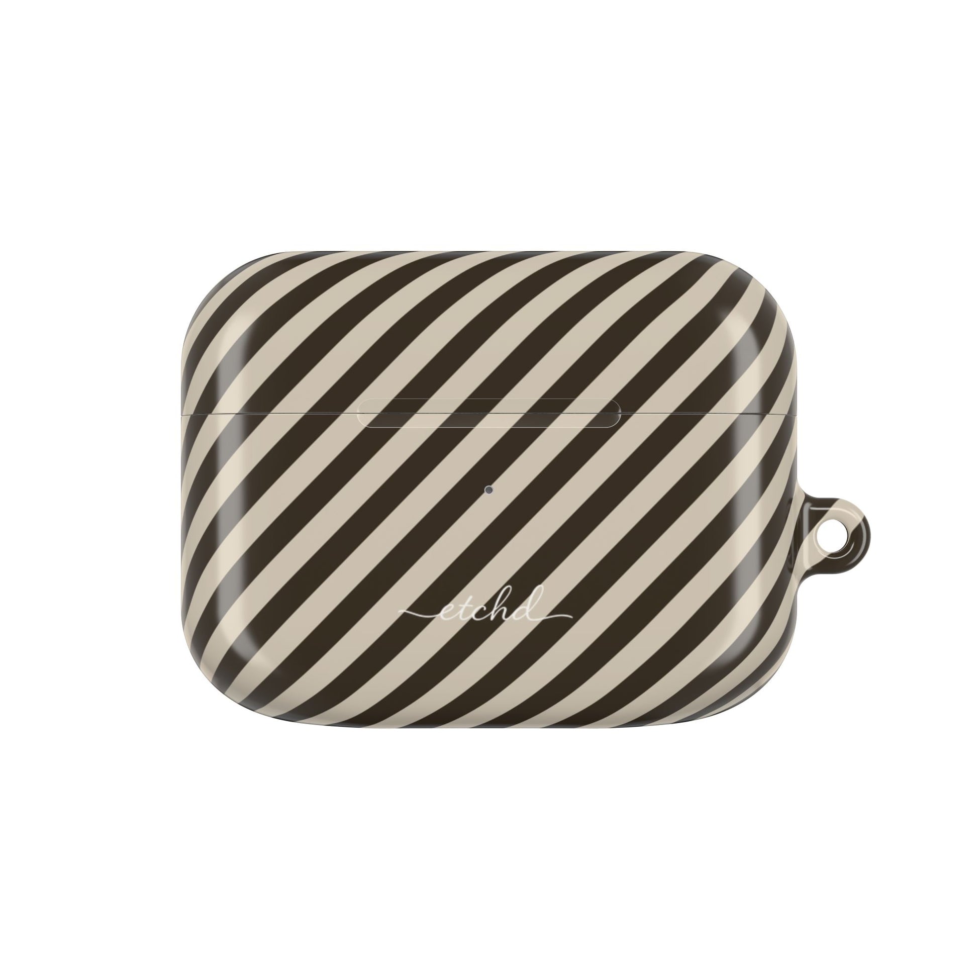Cream & Brown Striped Diagonal AirPod Case by etchd