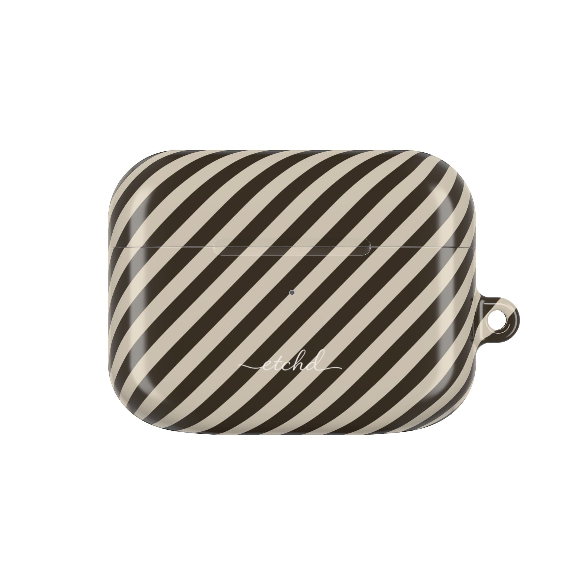 Cream & Brown Striped Diagonal AirPod Case by etchd