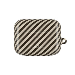 Cream & Brown Striped Diagonal AirPod Case by etchd