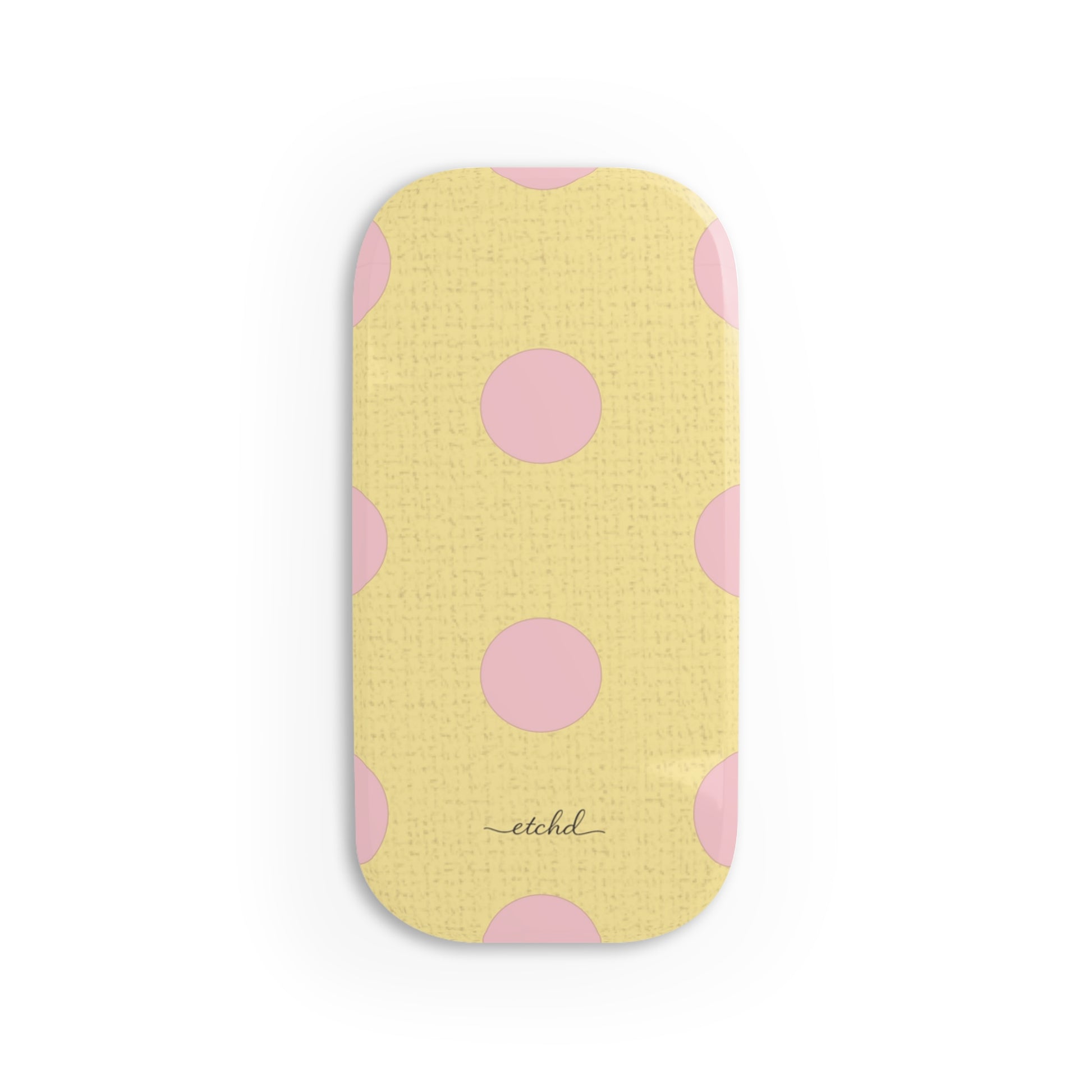 Pink And Butter Polka Dot Click-On Phone Grip by etchd